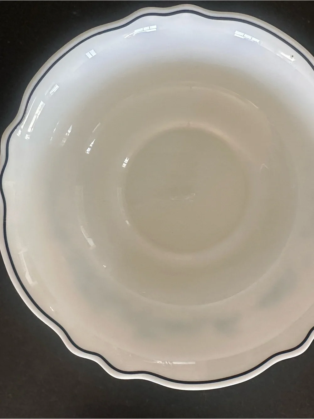 Vintage Set of 4 Arcopal France Kalinka Pattern White and Blue Milk Glass Bowls